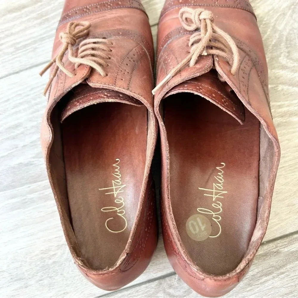 Cole Haan Full Leather Lace Up Oxfords in British Tan